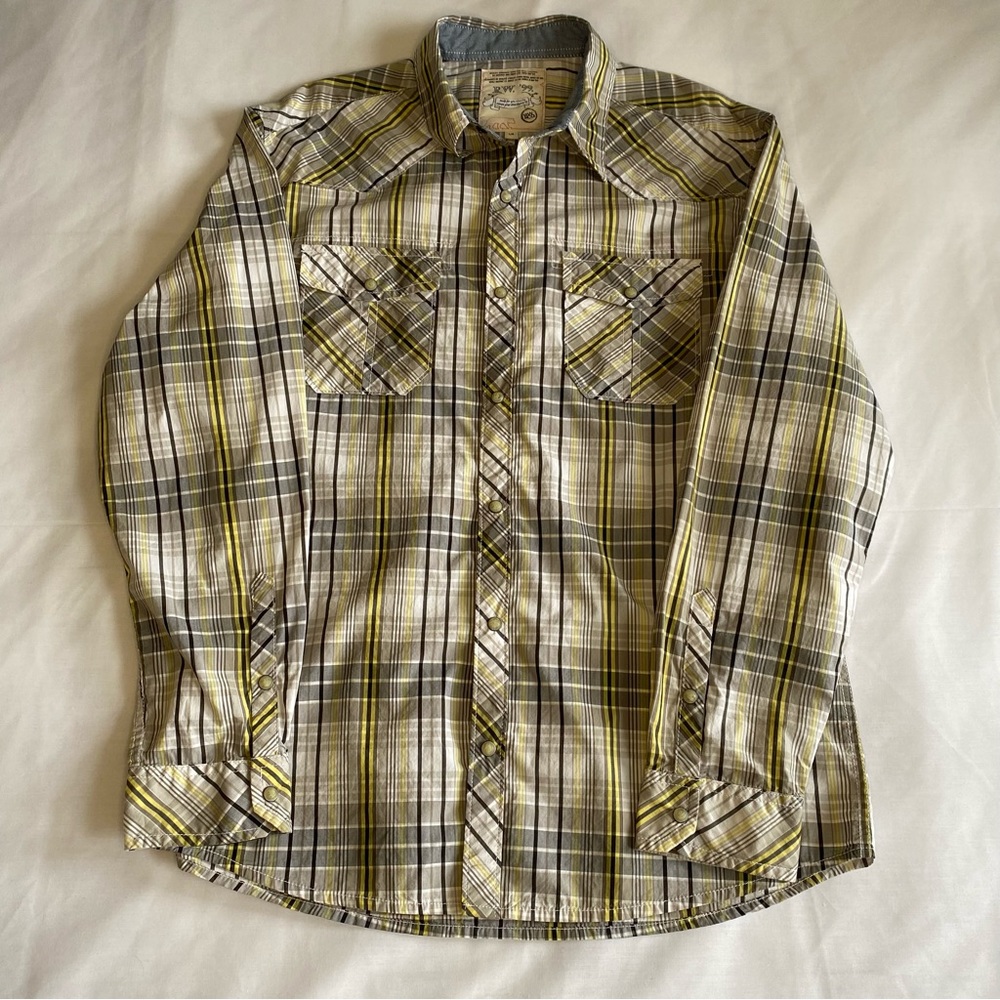 RW&CO Plaid Pearl Snap Long Sleeve Multicolored Shirt Men's Size Large